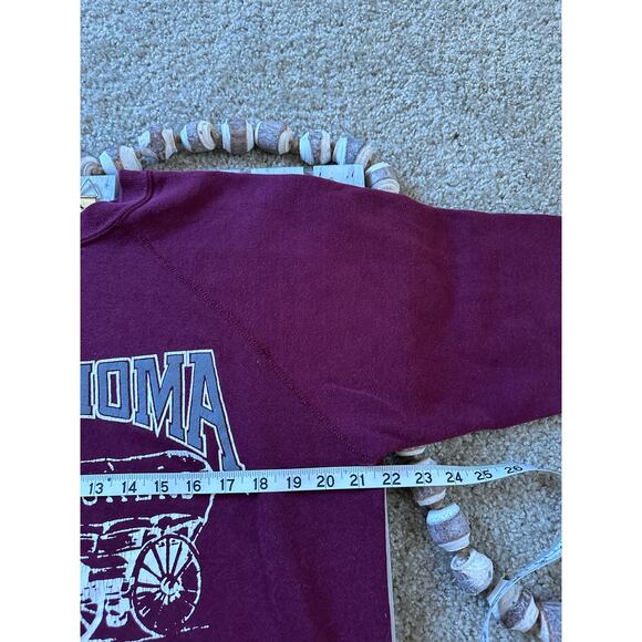 Vintage Oklahoma University UO Sooners Wagon Maroon Red Sweatshirt - Picture 6 of 7